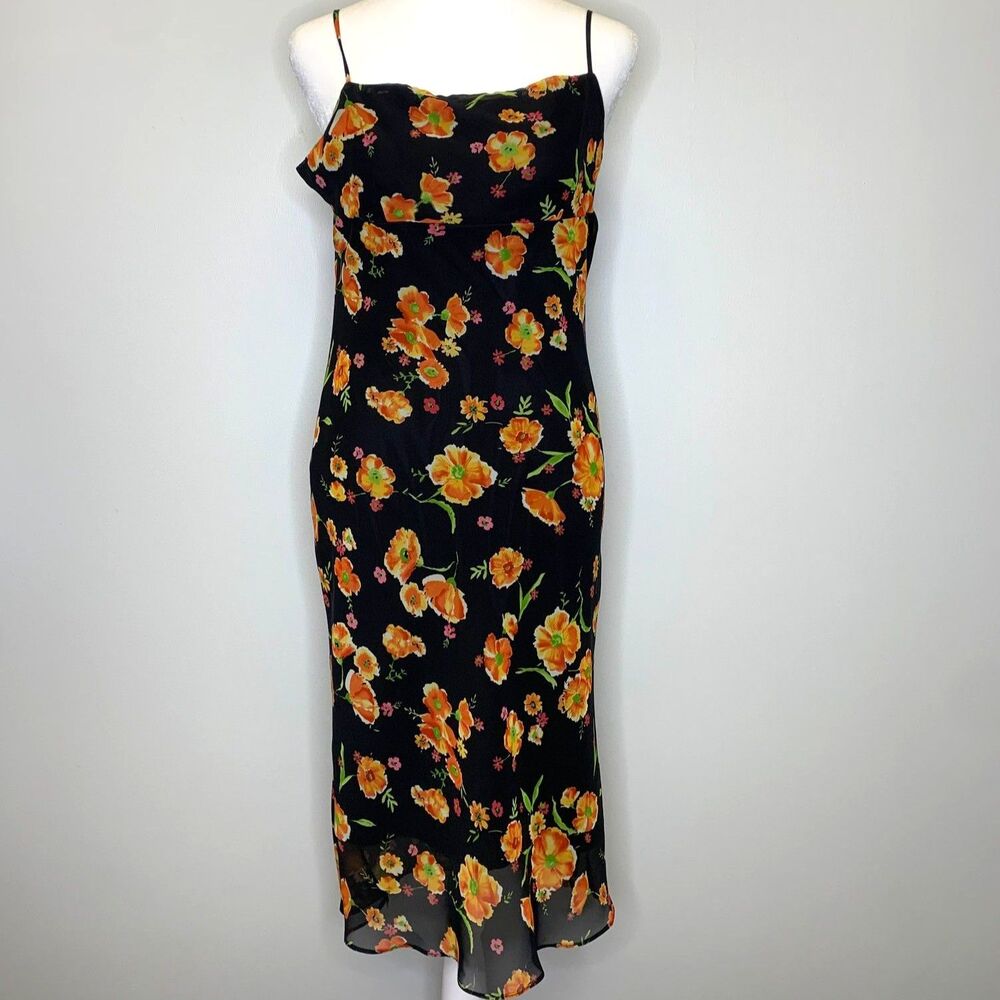 VTG Womens Floral Milk Maid Bustline Dress Fairycore Fairygoth‎ Sheer Y2K Medium